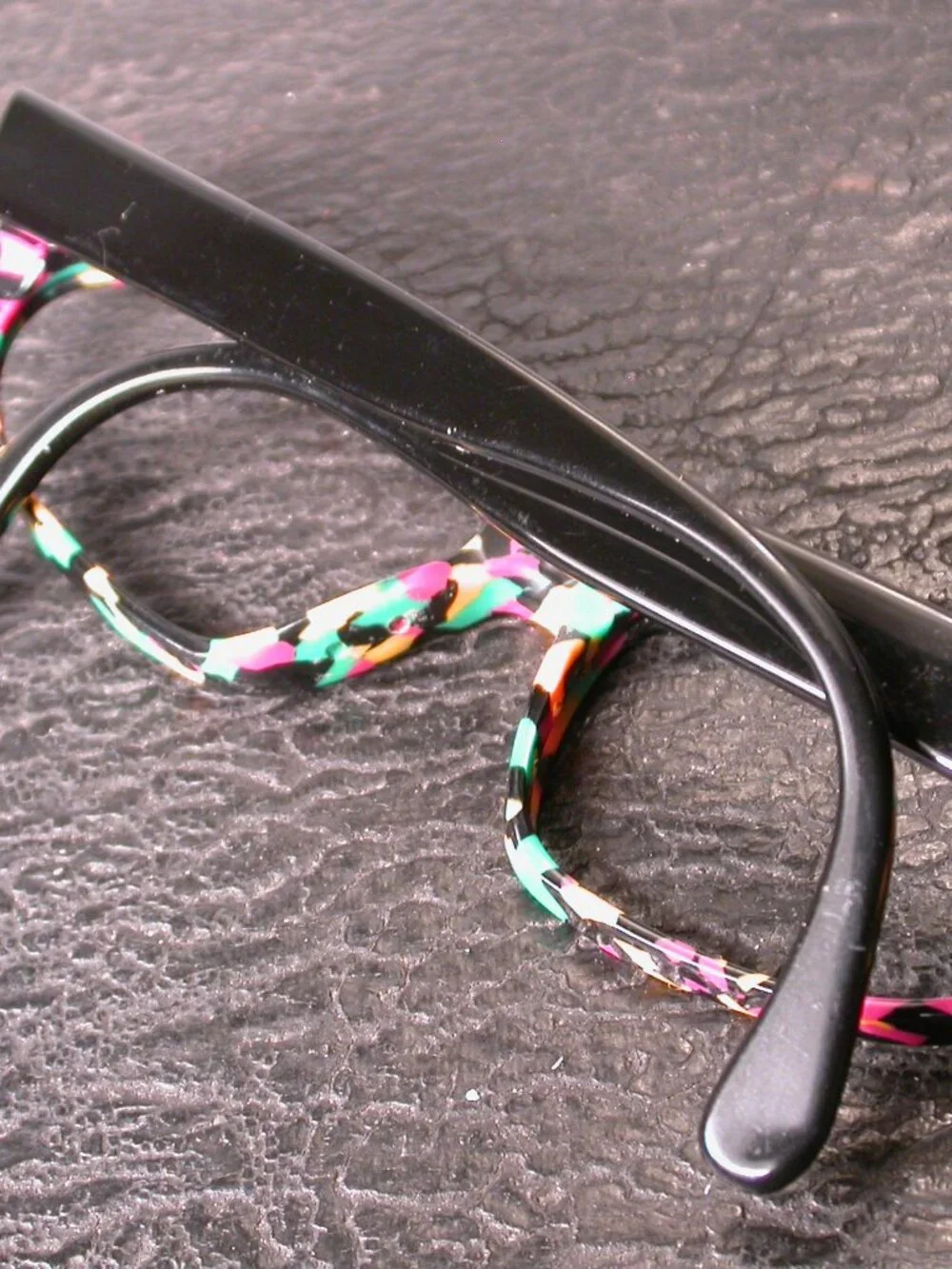 Vintage Locco Black Orange Teal Pink Art Frames Eyeglasses Made in Germany